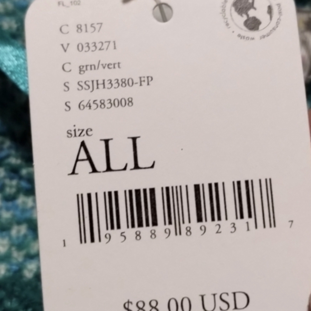 Free People Boho Kimono Poncho Diamondback Design Emerald Blue OS 36.5"W 32"LNew - Picture 9 of 10